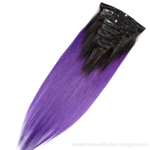 High Quality Wholesale Cuticle Aligned Cheap Colored  Brazilian Clip In Hair Extension
